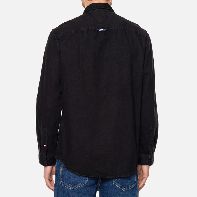 Мужская рубашка Tommy Jeans, цвет чёрный, размер XL DM0DM12454BDS True Black Denim - фото 4