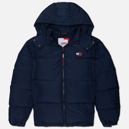 фото Мужской пуховик tommy jeans alaska puffer, цвет синий, размер m