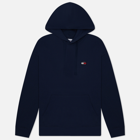 фото Мужская толстовка tommy jeans small badge relaxed hoodie, цвет синий, размер s