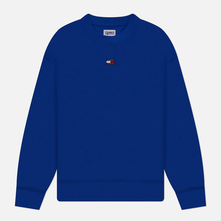 фото Мужская толстовка tommy jeans badge terry relaxed fit, цвет синий, размер s
