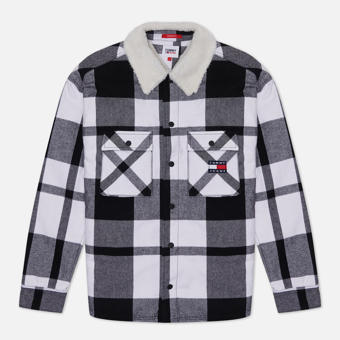 Tommy Jeans Мужская демисезонная куртка Sherpa Lined Casual Fit Check Overshirt