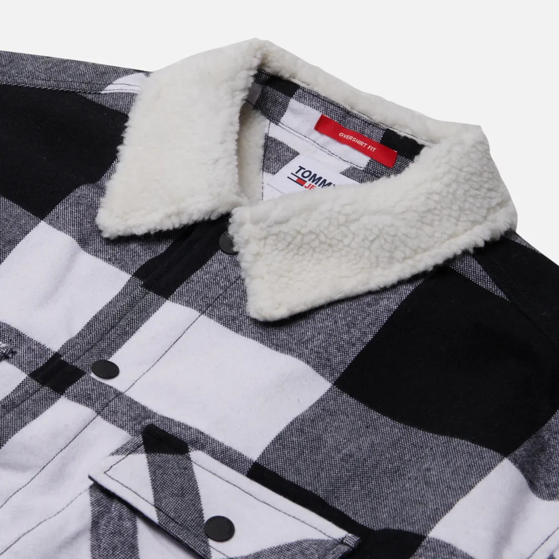 Tommy Jeans Мужская демисезонная куртка Sherpa Lined Casual Fit Check Overshirt