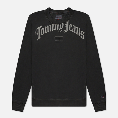 фото Мужская толстовка tommy jeans relaxed grunge arch crew neck, цвет чёрный, размер m