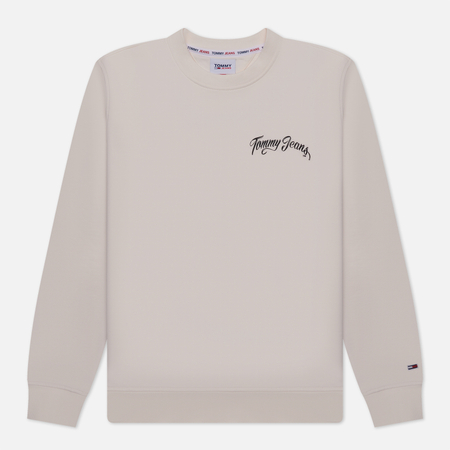 фото Мужская толстовка tommy jeans regular vintage city crew neck, цвет белый, размер s