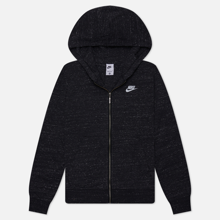 фото Женская толстовка nike gym vintage full-zip hoodie, цвет чёрный, размер xs