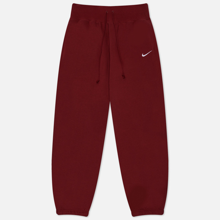 фото Женские брюки nike phoenix fleece high-waisted oversized, цвет бордовый, размер xs