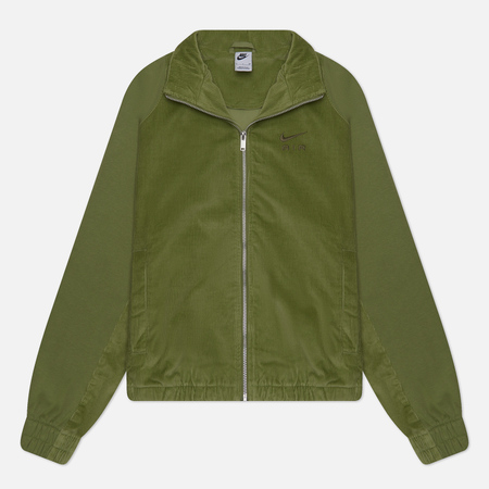 фото Женская куртка ветровка nike air corduroy fleece full-zip, цвет зелёный, размер xs