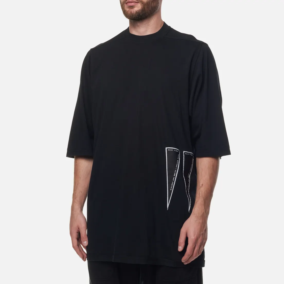 Rick Owens DRKSHDW Мужская футболка Strobe Next Time Patch Jumbo