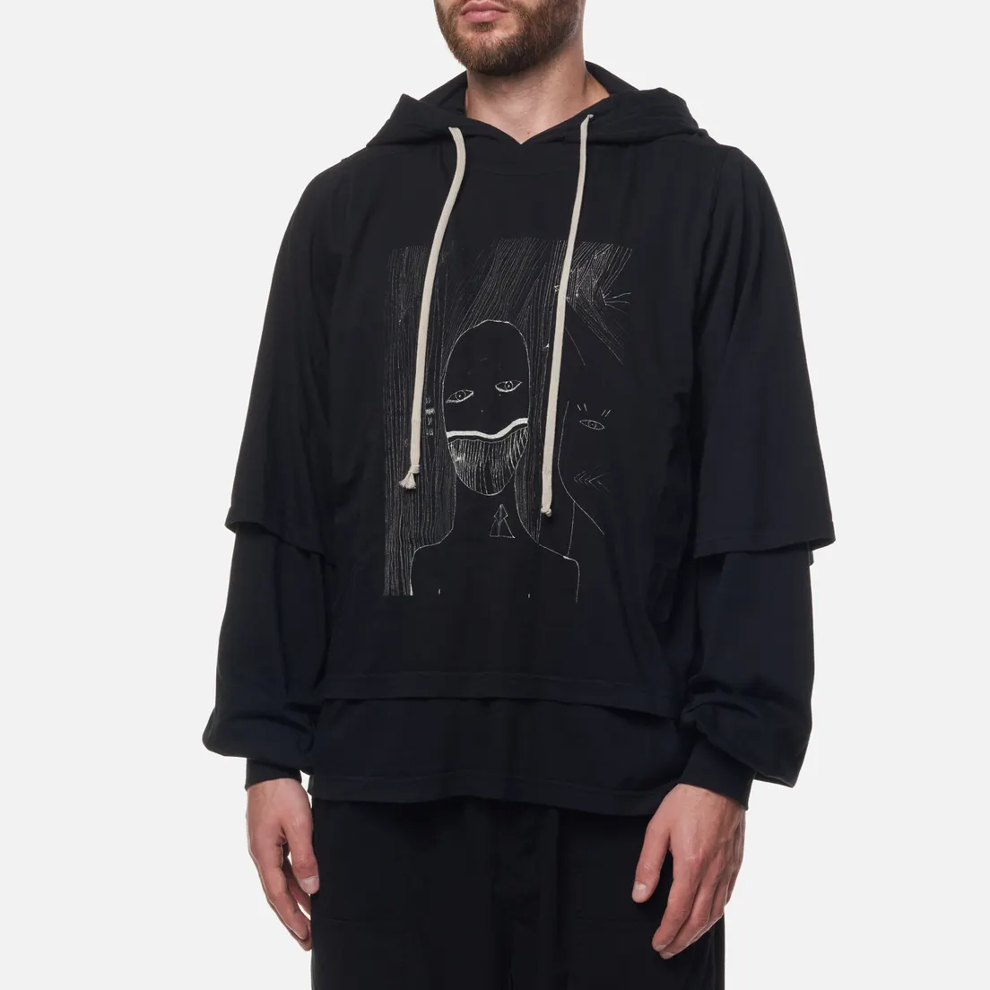 Rick Owens DRKSHDW Мужская толстовка Strobe Tootface Hustler Hoodie