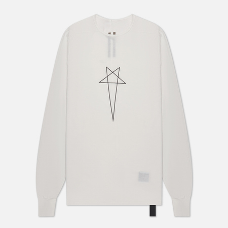 фото Мужской лонгслив rick owens drkshdw luxor level t pentagram logo, цвет белый, размер s