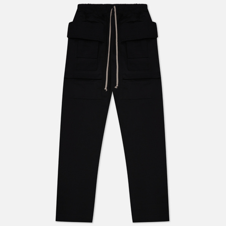 фото Мужские брюки rick owens drkshdw luxor creatch cargo drawstring twill, цвет чёрный, размер s