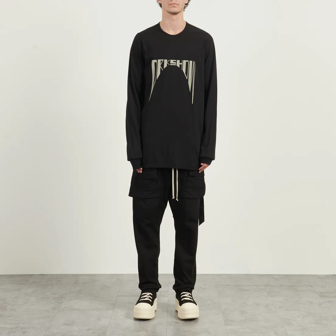 Rick Owens DRKSHDW Мужской лонгслив Concordians Level Curved Logo Print