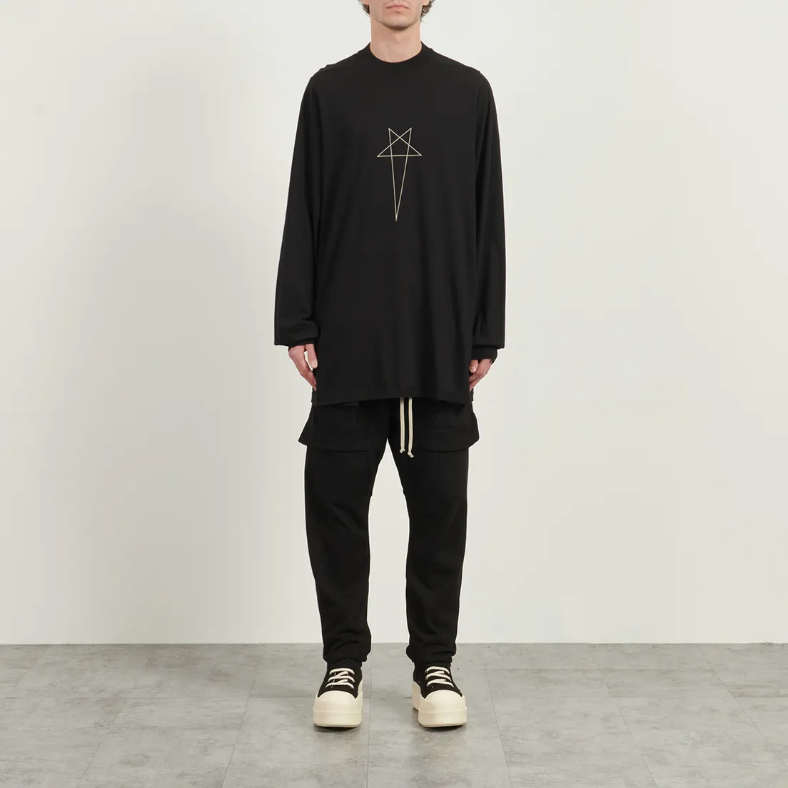Rick Owens DRKSHDW Мужской лонгслив Concordians Jumbo Pentagram Print
