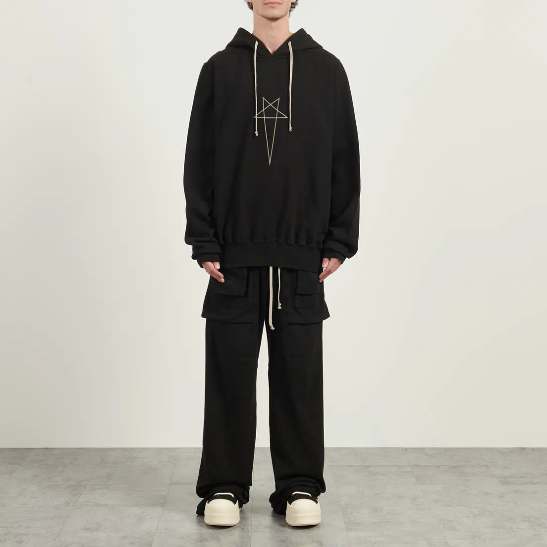 Rick Owens DRKSHDW Мужская толстовка Concordians Oversized Hoodie Pentagram Print