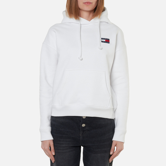 Женская толстовка Tommy Jeans Tommy Badge Organic Cotton Hoodie White
