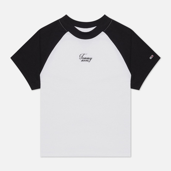 Женская футболка Tommy Jeans Raglan Sleeve Organic Cotton Cropped Black/White