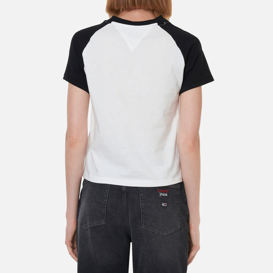 Женская футболка Tommy Jeans Raglan Sleeve Organic Cotton Cropped Black/White