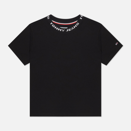 Женская футболка Tommy Jeans Logo Neck Organic Cotton Cropped Black