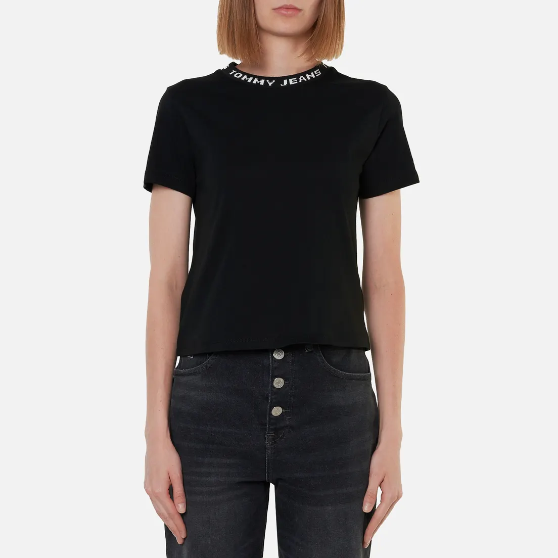 Tommy Jeans Женская футболка Logo Neck Organic Cotton Cropped