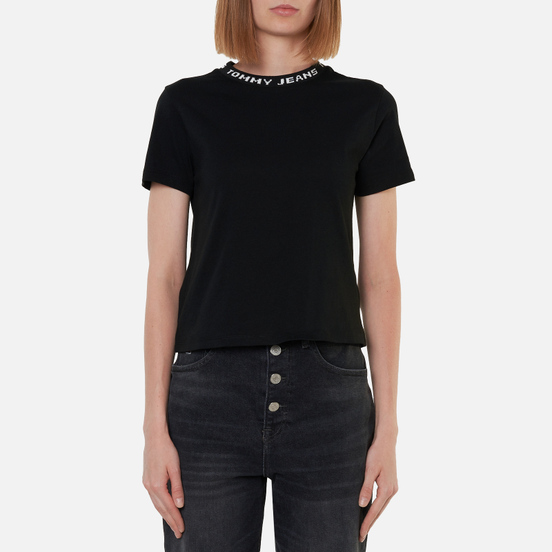 Женская футболка Tommy Jeans Logo Neck Organic Cotton Cropped Black