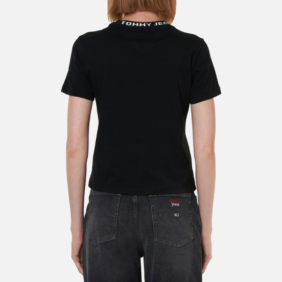 Женская футболка Tommy Jeans Logo Neck Organic Cotton Cropped Black