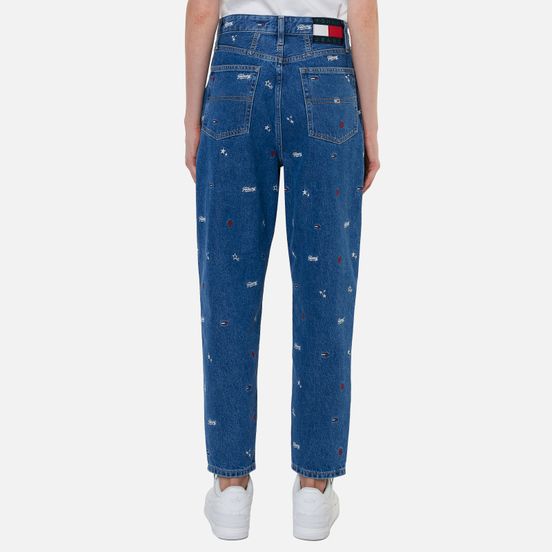 Женские джинсы Tommy Jeans Recycled Embroidery High Rise Mom Star Critter Blue Rigid
