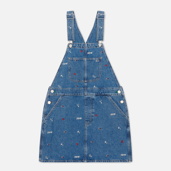 Женское платье Tommy Jeans Recycled Denim Embroidery Dungaree Star Critter Blue Rigid