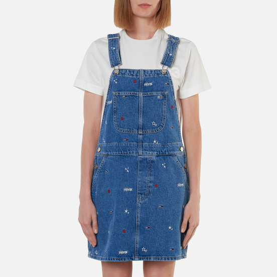 Женское платье Tommy Jeans Recycled Denim Embroidery Dungaree Star Critter Blue Rigid