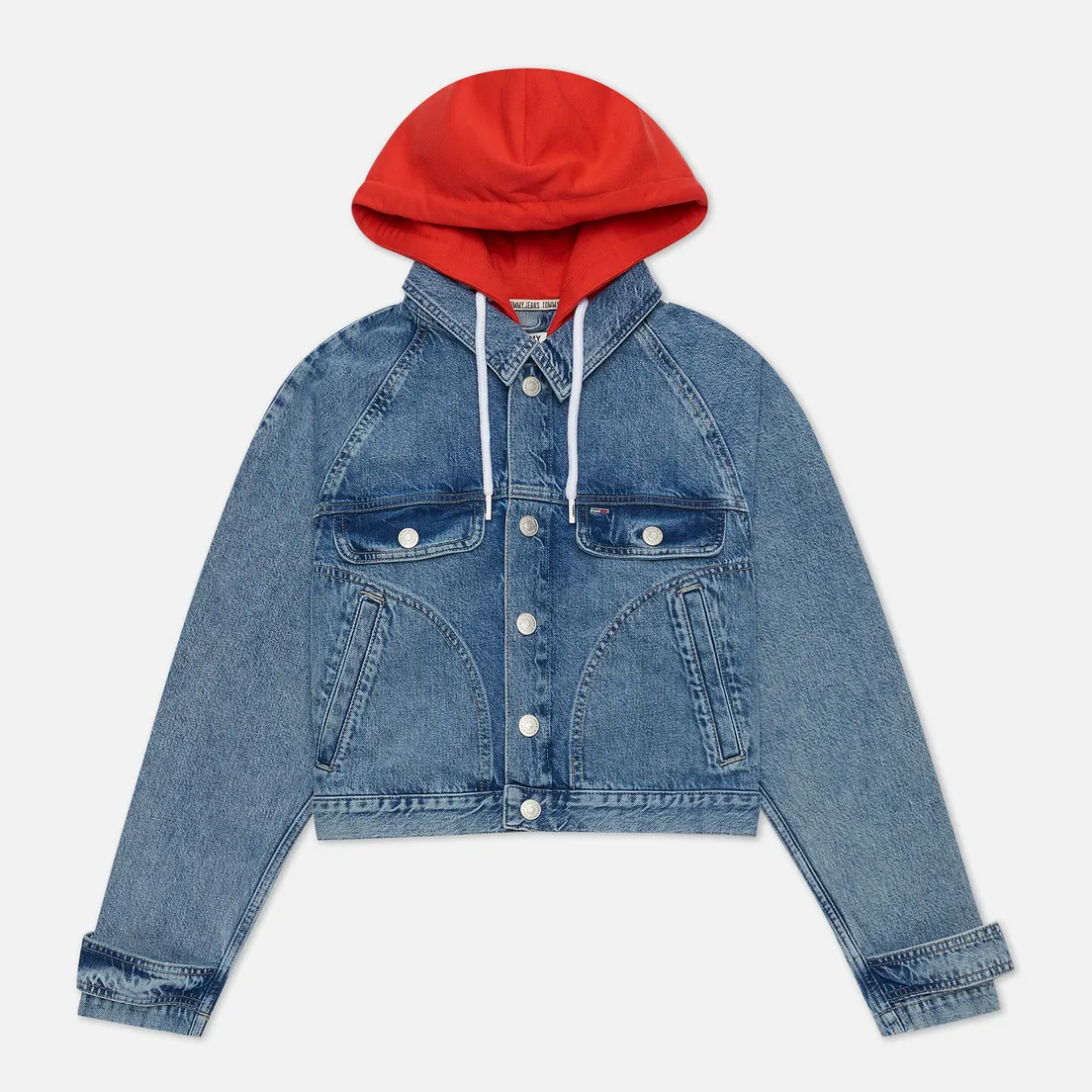Tommy Jeans Женская джинсовая куртка Hoody Neck Cropped Denim