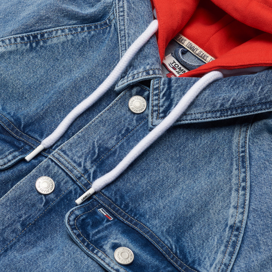 Женская джинсовая куртка Tommy Jeans Hoody Neck Cropped Denim Marcia Mid Blue Rigid