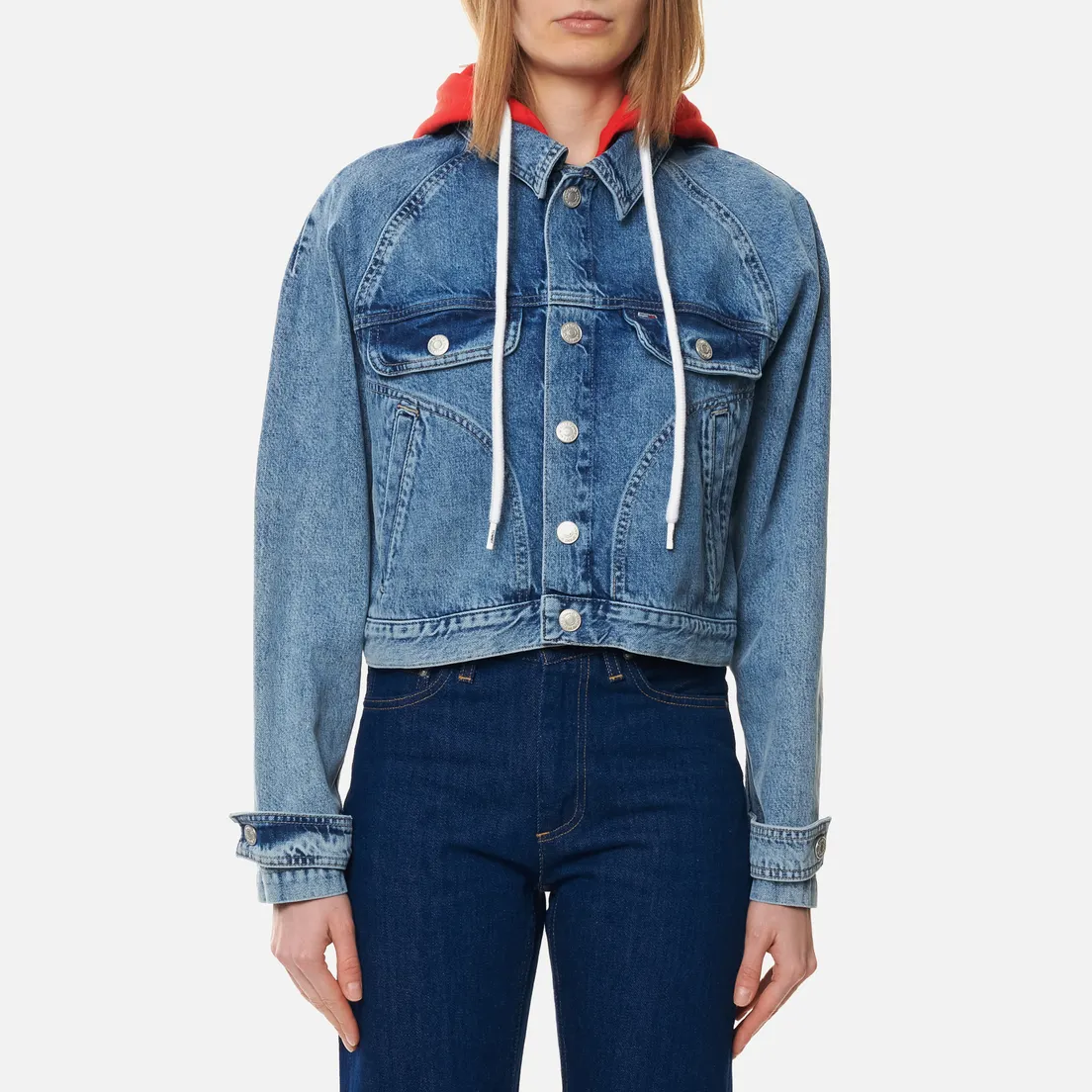 Tommy Jeans Женская джинсовая куртка Hoody Neck Cropped Denim