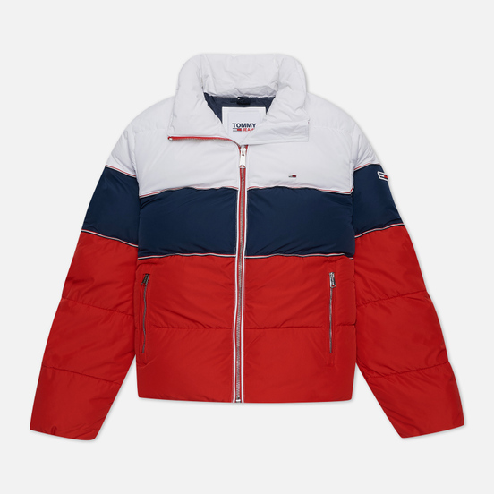 Женский пуховик Tommy Jeans Colour-Blocked Recycled Polyester Puffer Twilight Navy/Multi