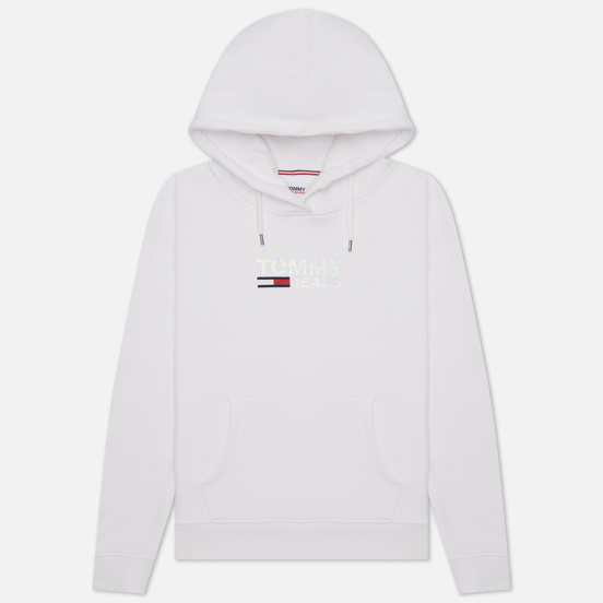 Женская толстовка Tommy Jeans Slim Metal Corp Logo Hoodie White