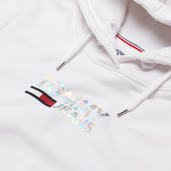 Женская толстовка Tommy Jeans Slim Metal Corp Logo Hoodie White