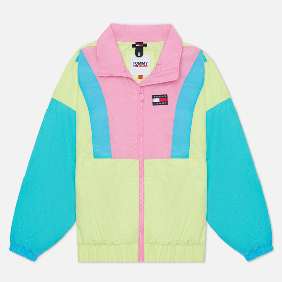 Женская куртка ветровка Tommy Jeans Colour-Blocked Tommy Badge Windbreaker Faded Lime/Multi