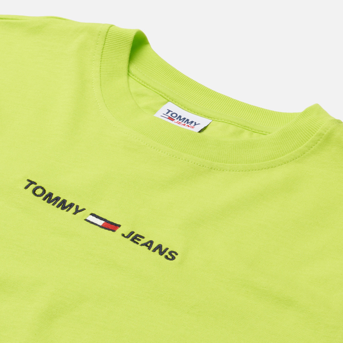 Женская футболка Tommy Jeans, цвет зелёный, размер M DW0DW10057LSE Logo Embroidery Organic Cotton - фото 2