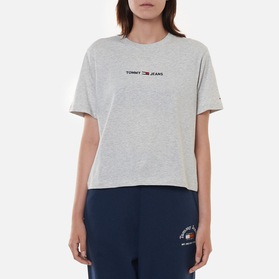 Женская футболка Tommy Jeans Logo Embroidery Organic Cotton Silver Grey Heather