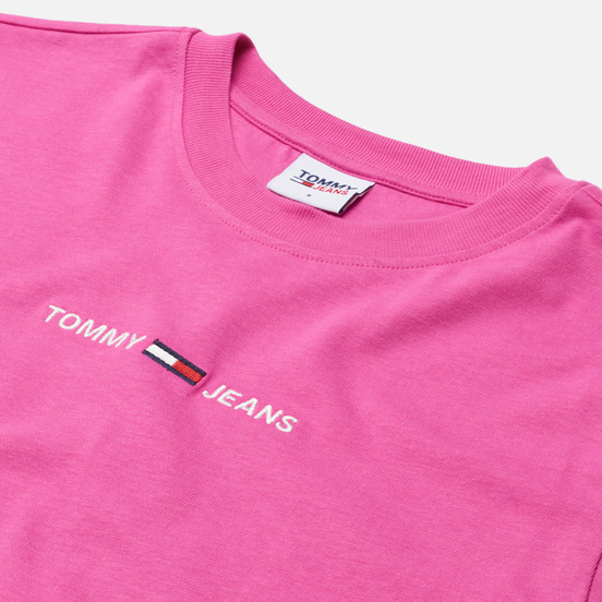 Женская футболка Tommy Jeans Logo Embroidery Organic Cotton Vivid Fuchsia