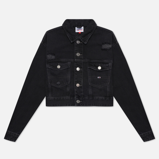 Женская джинсовая куртка Tommy Jeans Tommy Badge Cropped Denim 11.5 Oz Trucker Save Black