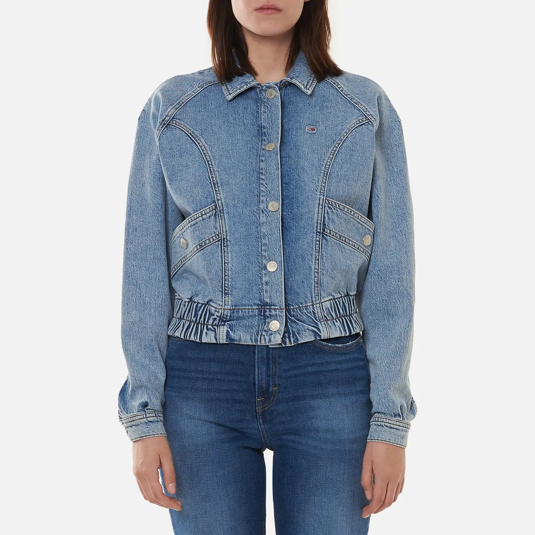 Tommy Jeans Женская джинсовая куртка Back Logo Cropped Denim Cargo