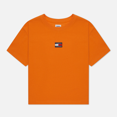 Женская футболка Tommy Jeans Tommy Center Badge, цвет оранжевый, размер S