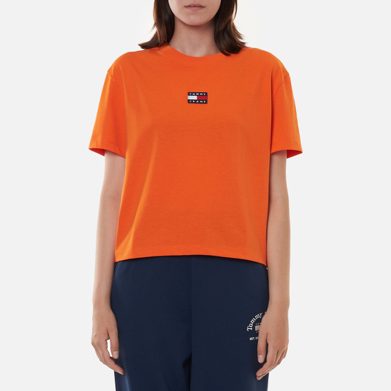 Женская футболка Tommy Jeans Tommy Center Badge Washed Orange