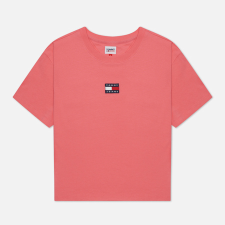 Женская футболка Tommy Jeans Tommy Center Badge, цвет розовый, размер L