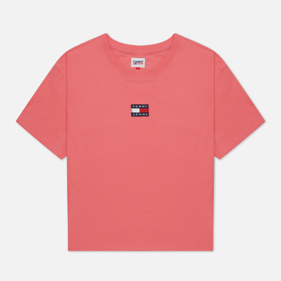 Женская футболка Tommy Jeans Tommy Center Badge Botanical Pink