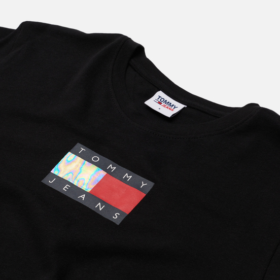 Женская футболка Tommy Jeans Crop Metallic Flag Black