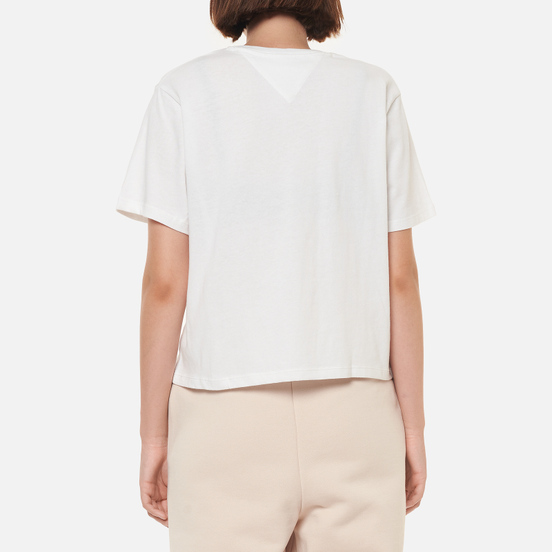 Женская футболка Tommy Jeans Crop Metallic Flag White