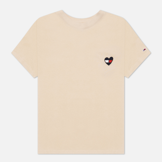 Женская футболка Tommy Jeans Regular Homespun Heart Smooth Stone