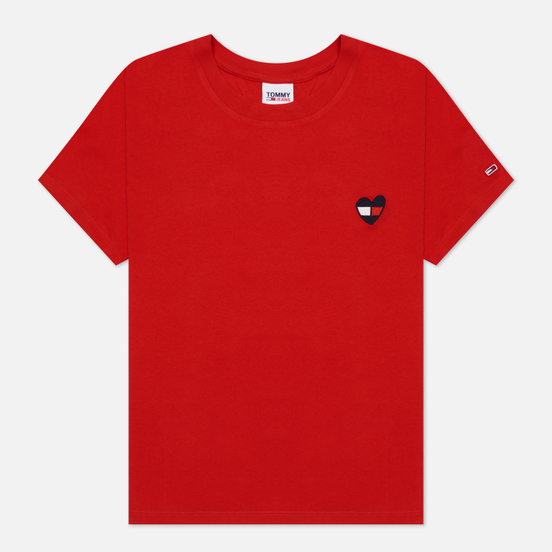 Женская футболка Tommy Jeans Regular Homespun Heart Deep Crimson