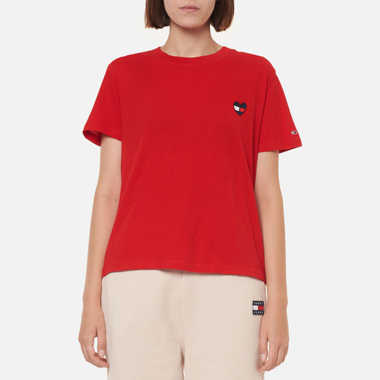 Женская футболка Tommy Jeans Regular Homespun Heart Deep Crimson