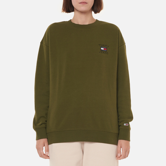 Женская толстовка Tommy Jeans Relaxed Homespun Flag Crew Neck Northwood Olive